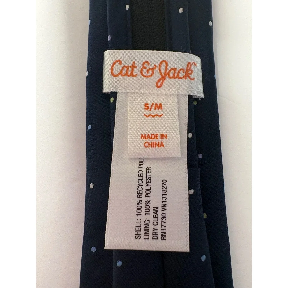 Cat & Jack NWT Boys Navy Blue Polka Dot Zipper Tie S/M